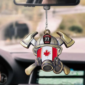 Personalized Canadian Firefighter Custom Name Car Hanging Acrylic/Aluminium Ornament Printed QTVQ24108