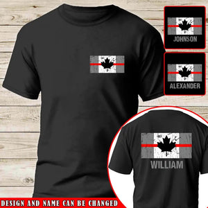 Personalized Canadian Firefighter Custom Name T-shirt Printed VQ24168