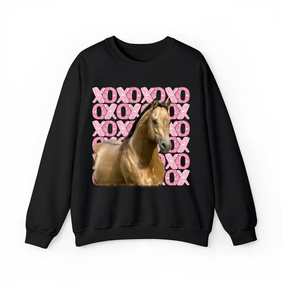 Personalized Upload Your Horse Photo Xoxo Horse Lovers Gift Sweatshirt or Hoodie 2D Printed LVA24166