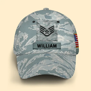 Personalized US Veteran Rank Camo Cap 3D Printed KVH24181