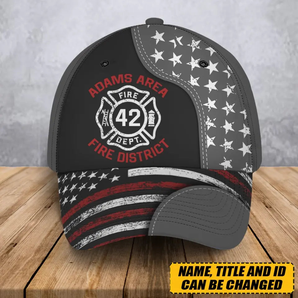 Personalized US Firefighter Custom ID Cap 3D Printed LVA24195