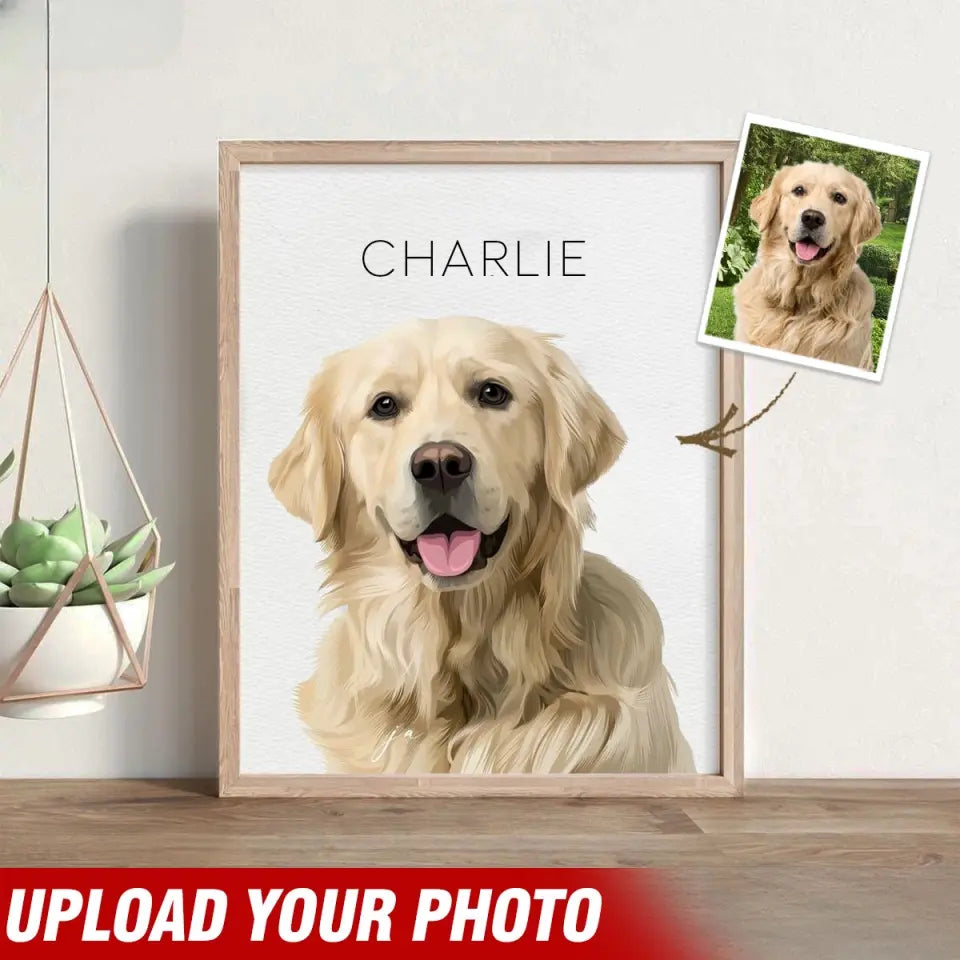 Personalized Upload Your Dog Photo Cartoon Image Dog Lovers Gift Poster Printed VQ24224