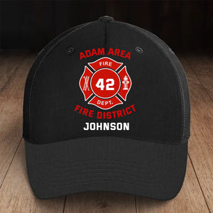 Personalized Firefighter Department Custom Name & ID Black Cap Printed AHKH24245