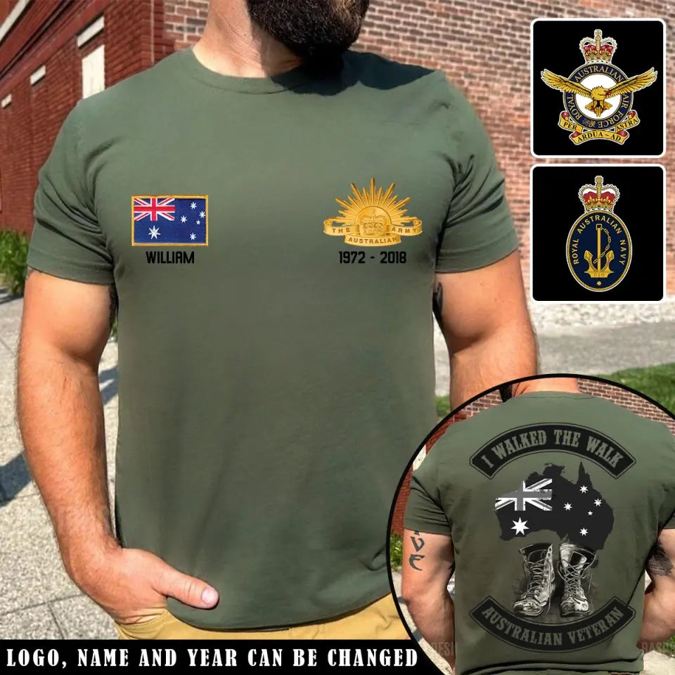 Personalized I Walked The Walk Australian Veteran Custom Name & Time T-shirt Printed VQ24253