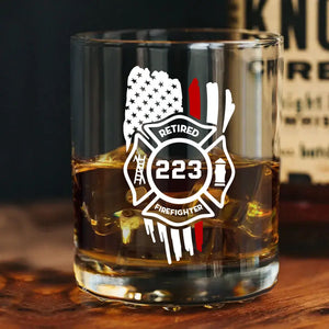 Personalized Retired Firefighter Whiskey Glass Printed QTHN24276