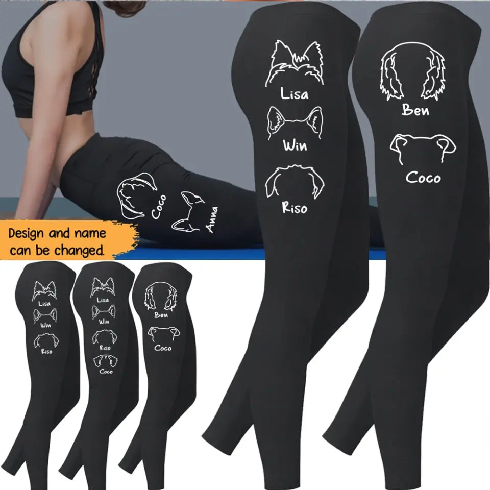 Personalized Dog Mom Dog Ears Line Drawing Legging Printed LDMHN24272