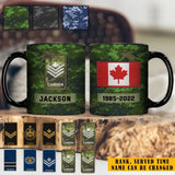 Personalized Canadian Veteran Rank Camo Custom Name & Served Time Black Mug Printed KVH24289