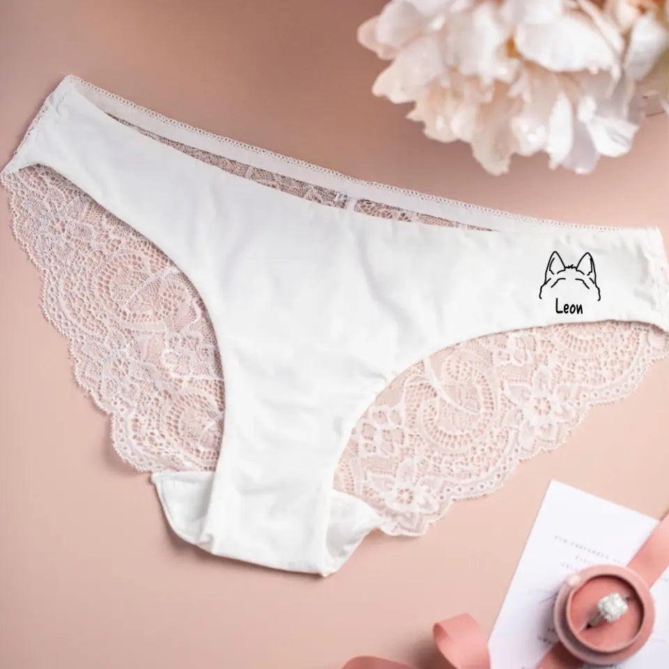 Personalized Dog Name Dog Ear Lines Dog Lovers Gift Panties Lace Underwear Bridal Printed HN24285