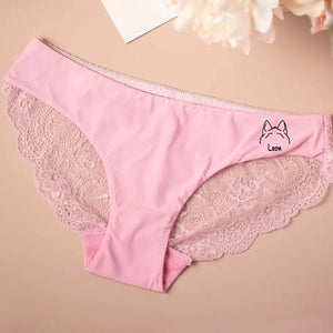 Personalized Dog Name Dog Ear Lines Dog Lovers Gift Panties Lace Underwear Bridal Printed HN24285