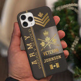 Personalized Army Proudly Served Canadian Veteran Gold Rank Camo Phonecase Printed AHVQ24295