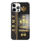 Personalized Army Proudly Served Canadian Veteran Gold Rank Camo Phonecase Printed AHVQ24295