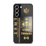 Personalized Army Proudly Served Canadian Veteran Gold Rank Camo Phonecase Printed AHVQ24295