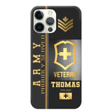 Personalized Army Proudly Served Swiss Veteran Gold Rank Camo Phonecase Printed AHVQ24295