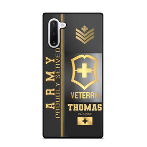 Personalized Army Proudly Served Swiss Veteran Gold Rank Camo Phonecase Printed AHVQ24295