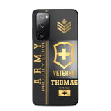 Personalized Army Proudly Served Swiss Veteran Gold Rank Camo Phonecase Printed AHVQ24295