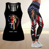 Personalized US Couple Firefighter Legging or Hollow-out Tank Printed QTKH24311