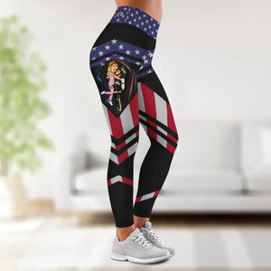 Personalized US Couple Firefighter Legging or Hollow-out Tank Printed QTKH24311