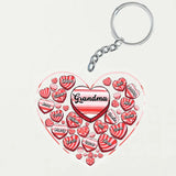 Personalized Grandma Hearts with Kid Name Acrylic Keychain Printed VQ24329