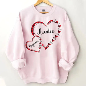 Personalized Auntie & Dog Mom Heart Custom Kid Names Dog Names Sweatshirt Printed KVH24320