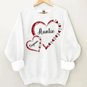 Personalized Auntie & Dog Mom Heart Custom Kid Names Dog Names Sweatshirt Printed KVH24320