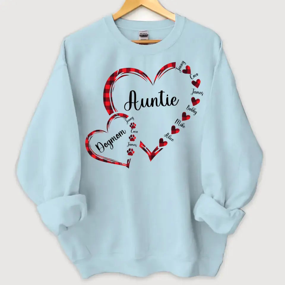 Personalized Auntie & Dog Mom Heart Custom Kid Names Dog Names Sweatshirt Printed KVH24320