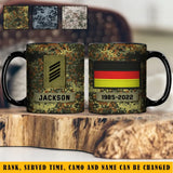 Personalized German Veteran Rank Camo Custom Name & Served Time Black Mug Printed KVH24350