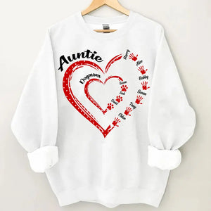 Personalized Auntie & Dog Mom Heart Custom Kid Names Dog Names Sweatshirt Printed HN24369