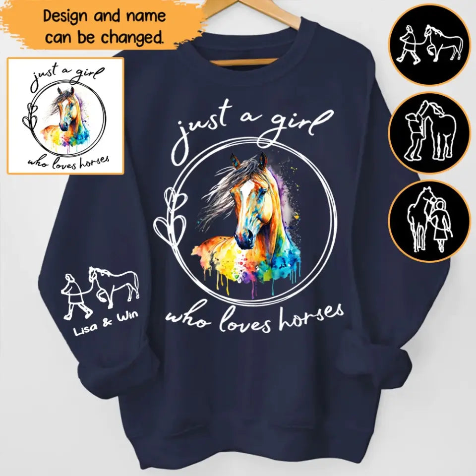 Personalized Just A Girl Who Loves Horses Sweatshirt Printed HN24375