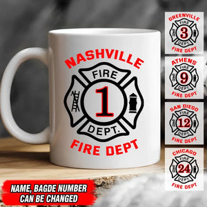 Personalized Firefighter Department White Mug Printed QTVQ24390