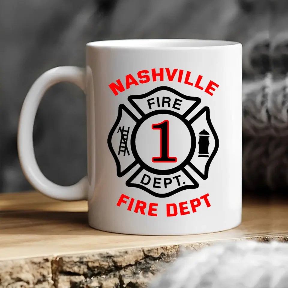 Personalized Firefighter Department White Mug Printed QTVQ24390