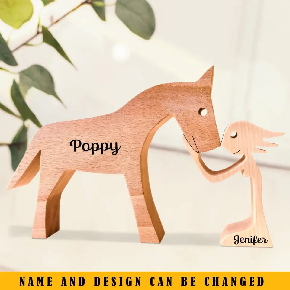 Personalized Wooden Horse Carvings Custom Name Anniversary Gift Horse Lovers Gift Decorative Wooden Sculptures Printed KVH24340