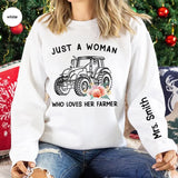 Personalized Just A Woman Who Loves Her Farmer Sweatshirt Printed QTKH24394