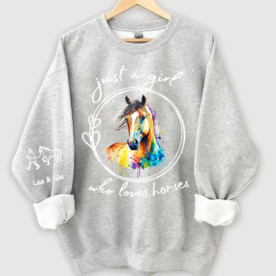 Personalized Just A Girl Who Loves Horses Sweatshirt Printed HN24375