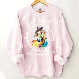 Personalized Just A Girl Who Loves Horses Sweatshirt Printed HN24375