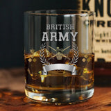 Personalized UK Army Rank Camo Custom Name & Served Time Whiskey Glass Printed AHVQ24411
