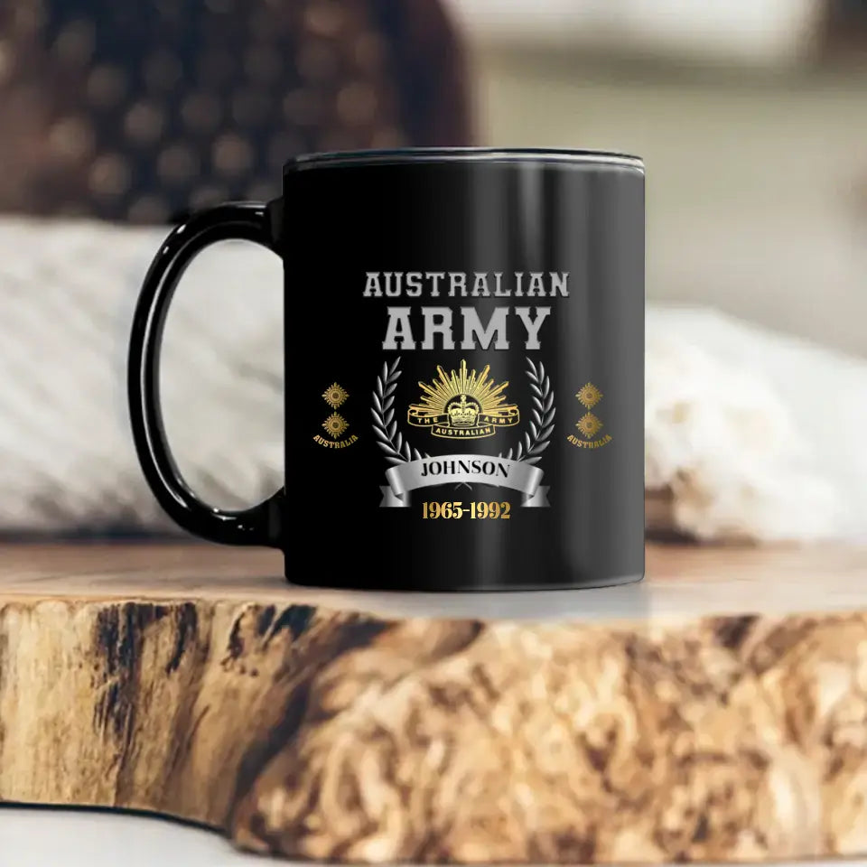 Personalized Australian Rank Camo Custom Name & Time Black Mug Printed AHLVA24414