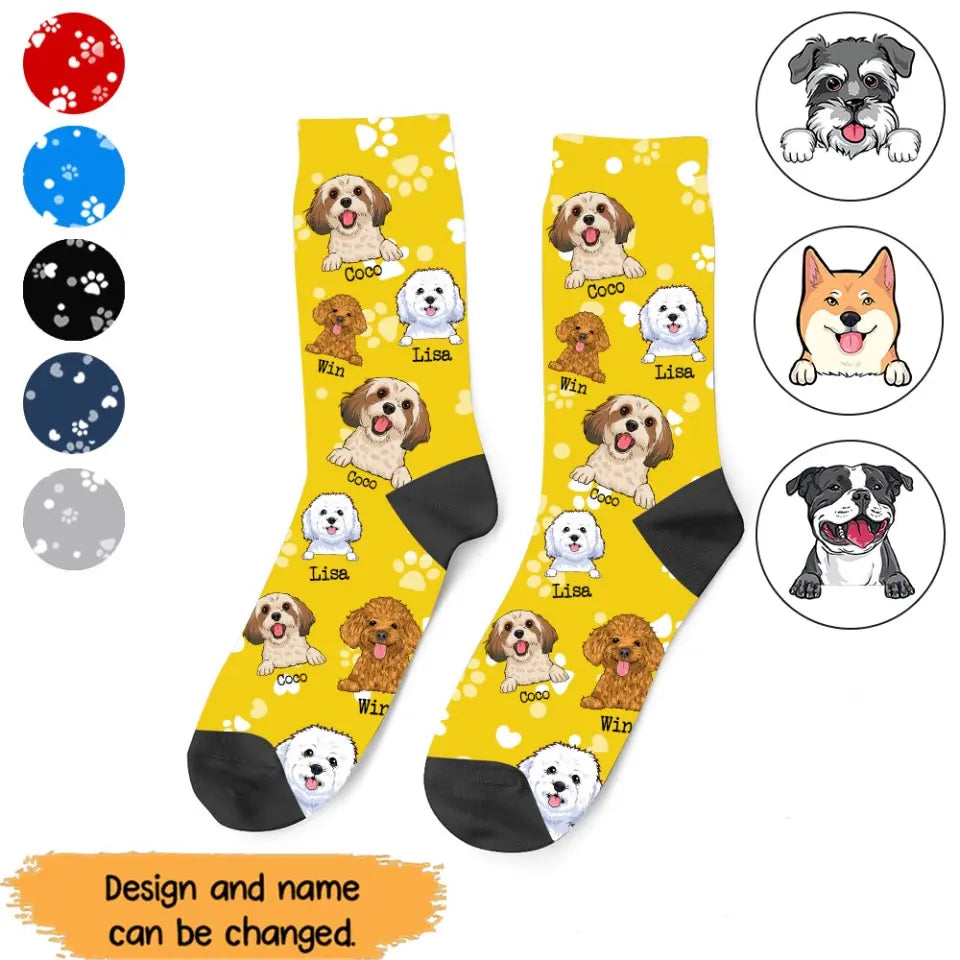 Personalized Dog Cute Dog Lovers Gift Custom Name 3D Socks Printed HN24428