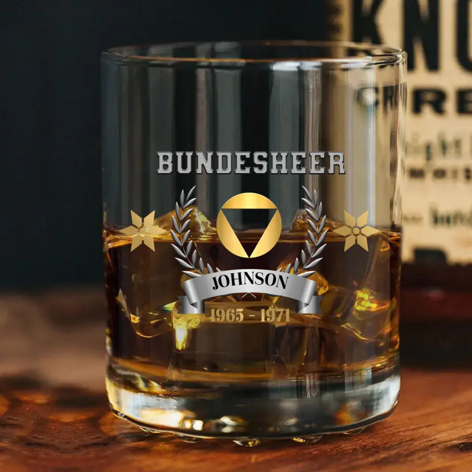 Personalized Bundesheer Austrian Rank Camo Custom Name & Time Whiskey Glass Printed AHVQ24438
