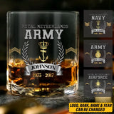 Personalized Royal Netherlands Army Rank Camo Custom Name & Time Whiskey Glass Printed AHVQ24438