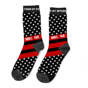 Personalized Taken By My Firefighter US Firefighter Custom ID 3D Socks Printed QTVQ24440