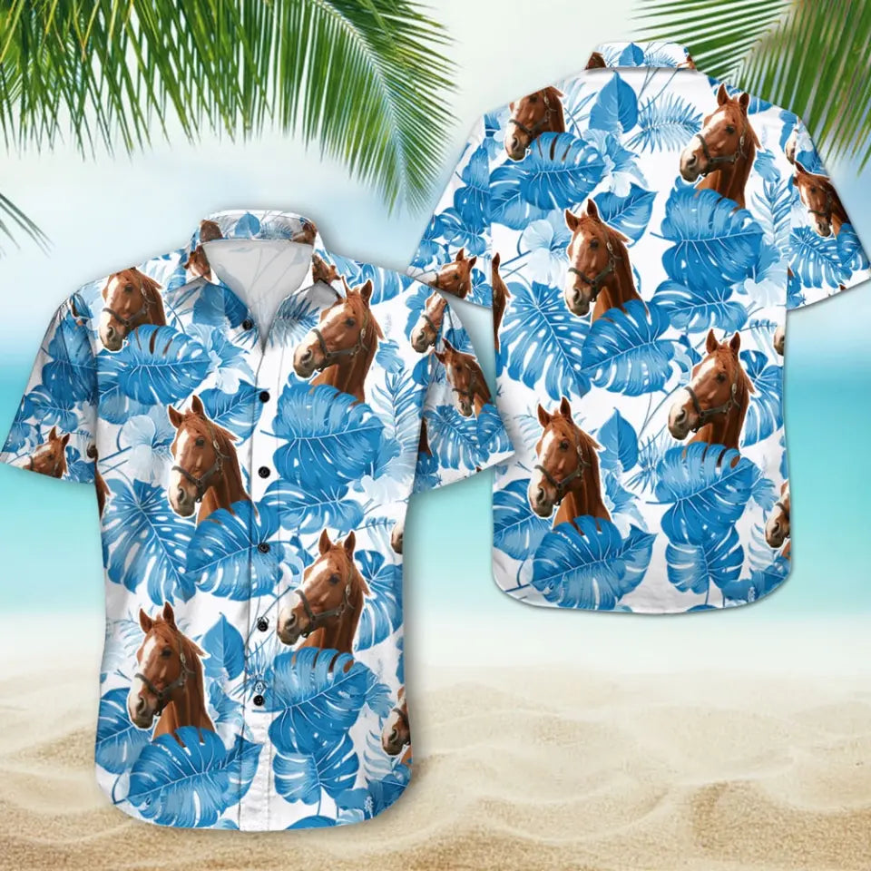 Personalized Upload Your Horse Photo Horse Lovers Gift Hawaii Shirt Printed HN24464