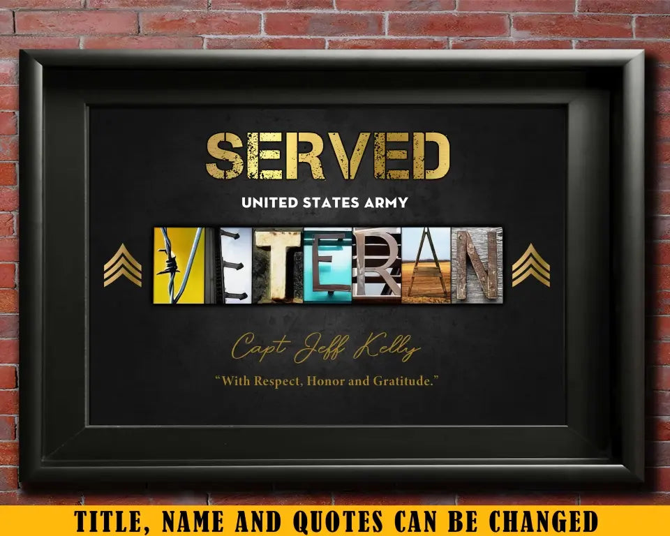 Personalized Served Retired US Army Rank Camo Custom Name Poster Printed AHKH24478