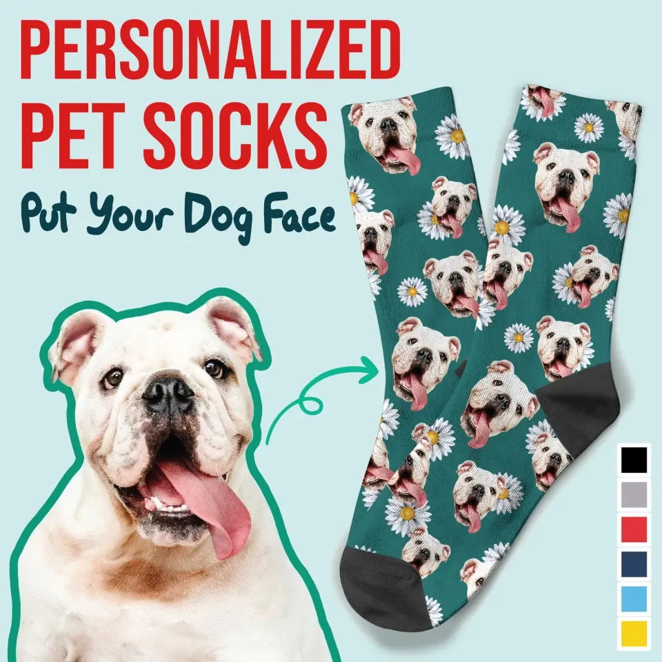 Personalized Upload Your Dog Photo Flowers Dog Lovers Gift Crew Socks Printed LVA24442