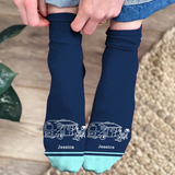 Personalized Camping Girl & Flamingo Custom Name 3D Socks Printed LVA24482