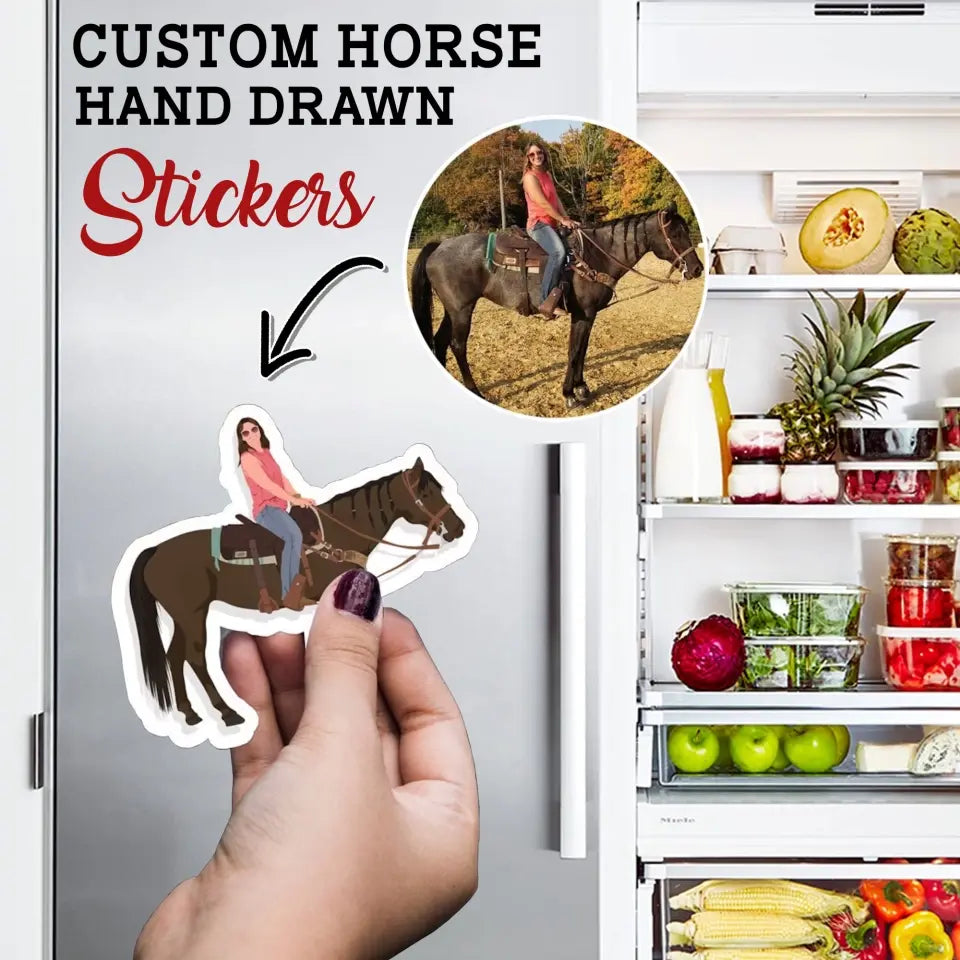 Personalized Upload Your Horse Photo Horse Sticker Printed LVA24492