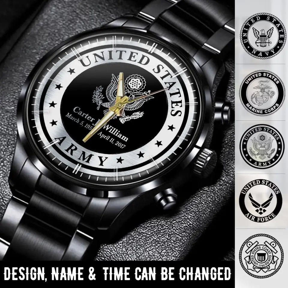 Personalized United States Army Logo Custom Name & Time Watch Printed QTLVA24486