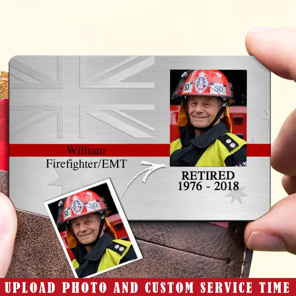 Personalized Upload Your Photo Retired Australian Firefighter Aluminum Wallet Card Printed QTVQ24499