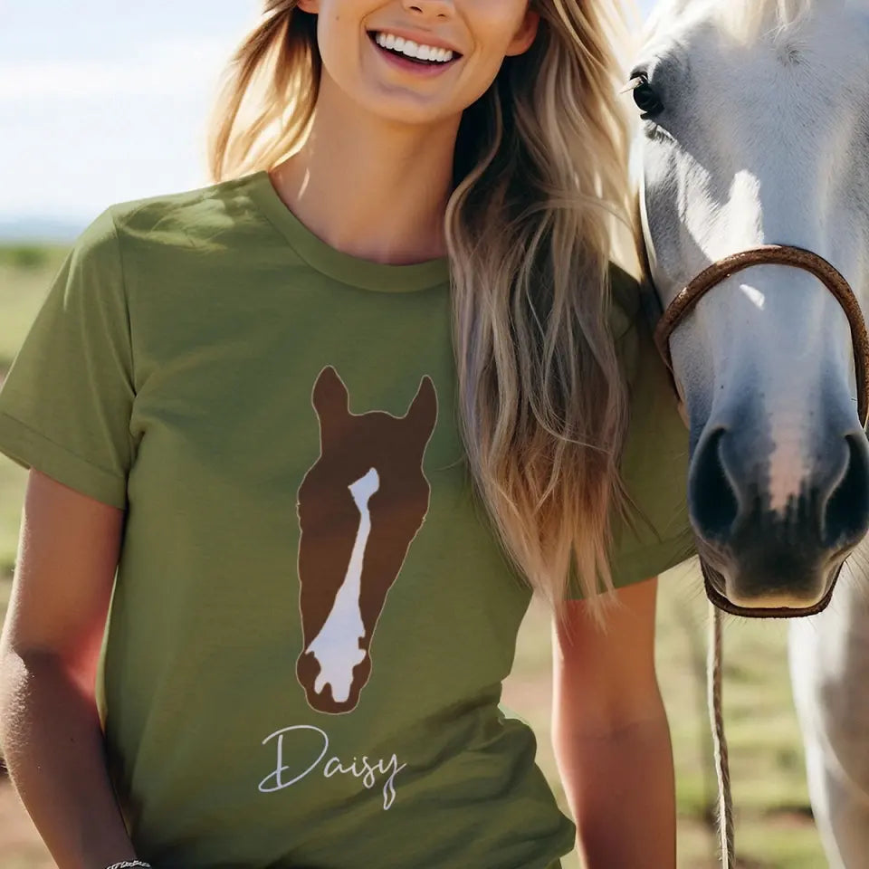 Personalized Upload Your Horse Photo Cartoon Horse Image T-shirt Printed VQ24498