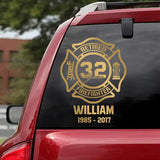 Personalized Retired Firefighter Custom Name & Time Decal Printed QTHN24497