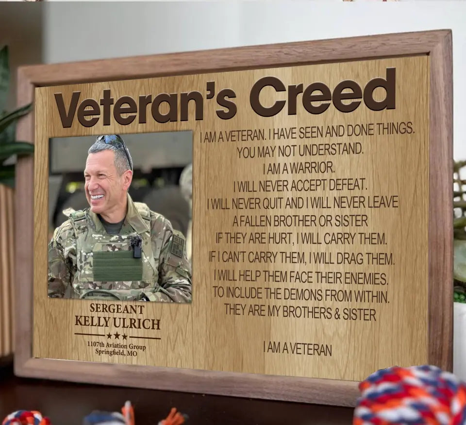 Personalized Upload Your Veteran Photo Veteran's Creed I Am A Veteran I Have Seen And Done Things Poster QTKVH24518